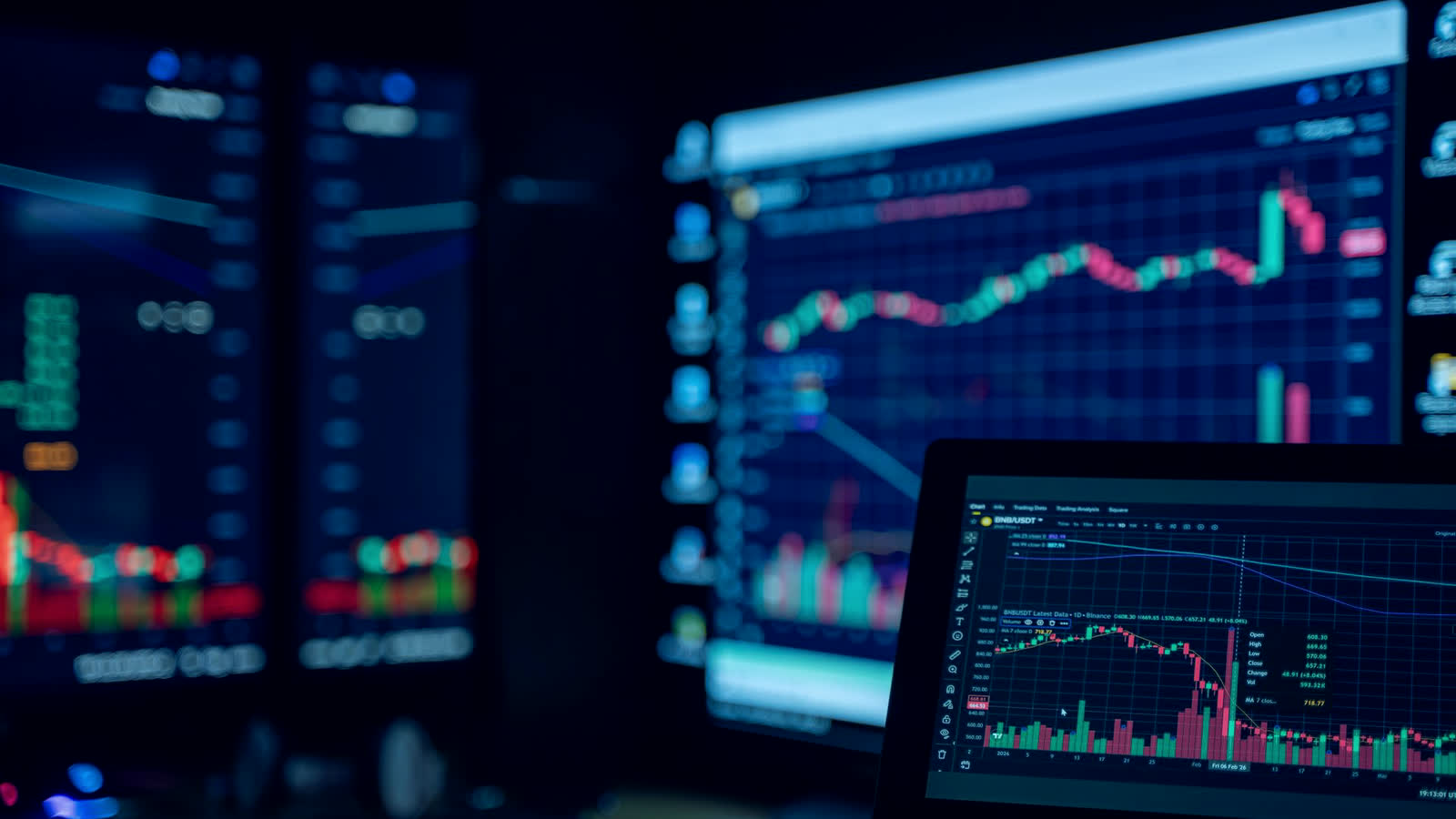 Telas com gráficos de leilão em tempo real, retrato da compra de mídia com IA na programática